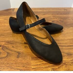 Lucky Brand Women’s Albajane Leather Mary Jane Flats – Black – Size 9